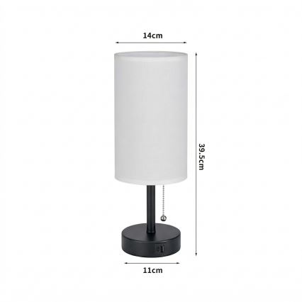 Brilagi - Stolová lampa s USB portom TABLON 1xE27/25W/230V čierna/biela