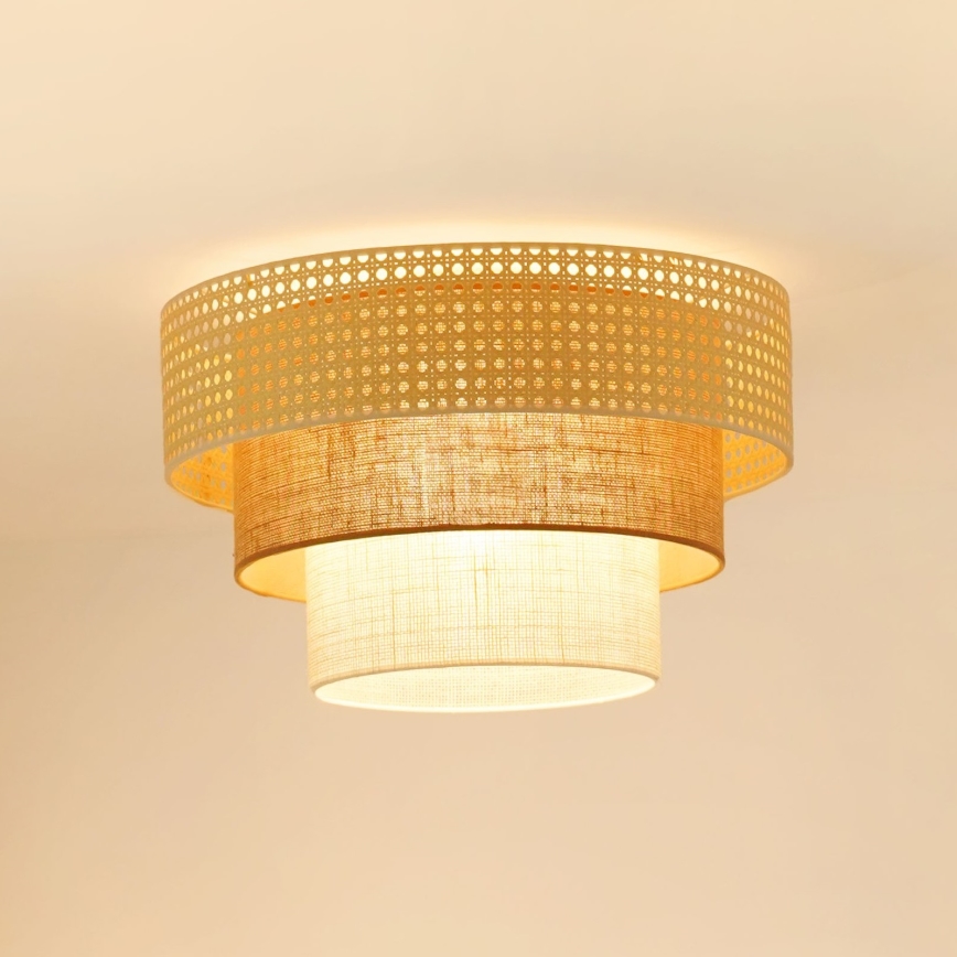 Brilagi - Stropné svietidlo CEDAR LUNETA 1xE27/15W/230V pr. 45 cm ratan/hnedá/krémová