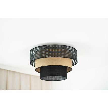 Brilagi - Stropné svietidlo DAKOTA LUNETA 1xE27/15W/230V pr. 45 cm čierna/ratan