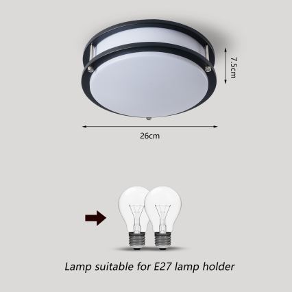 Brilagi - Stropné svietidlo ELARO 2xE27/40W/230V pr. 26 cm čierne