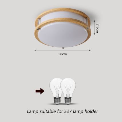 Brilagi - Stropné svietidlo ELARO 2xE27/40W/230V priemer 26 cm drevený dekor