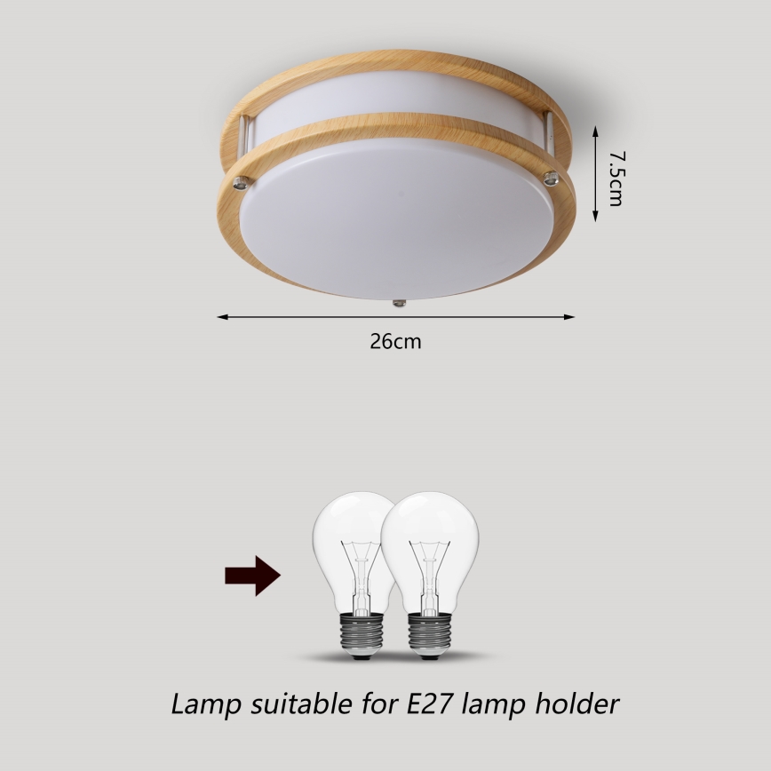 Brilagi - Stropné svietidlo ELARO 2xE27/40W/230V priemer 26 cm drevený dekor