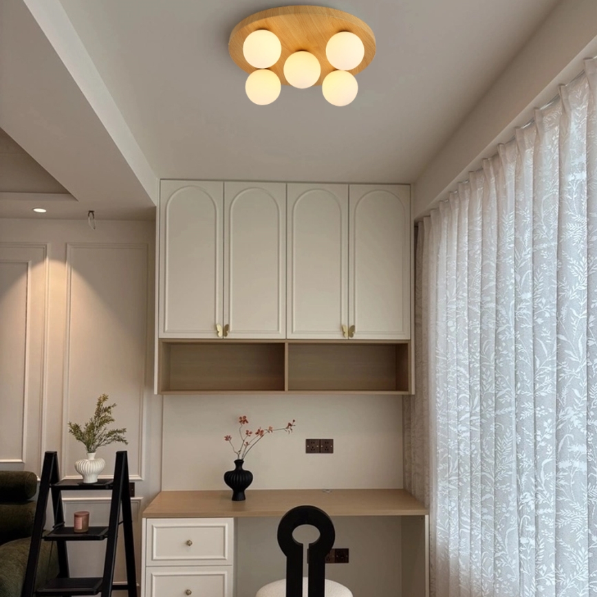 Brilagi - Stropné svietidlo LUND WOOD 5xG9/9W/230V pr. 40 cm drevené