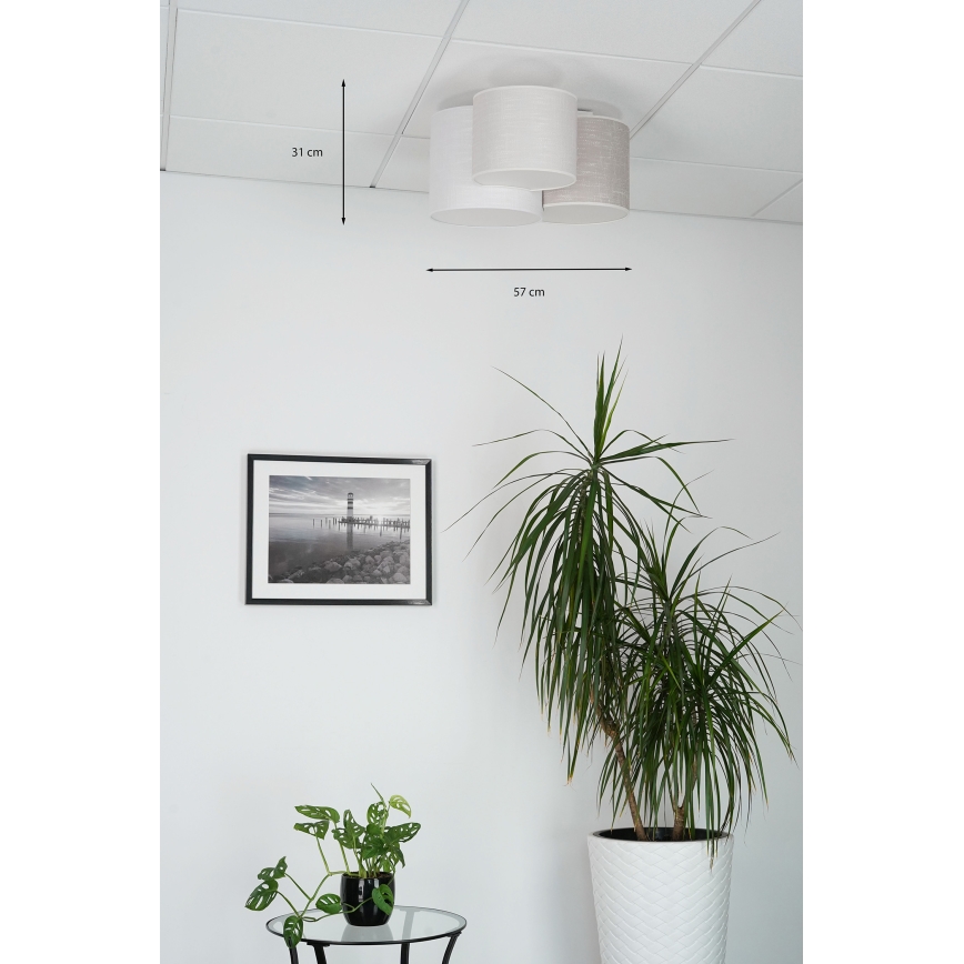 Brilagi - Stropné svietidlo SNAKE 3xE27/15W/230V 50x57 cm šedá/krémová