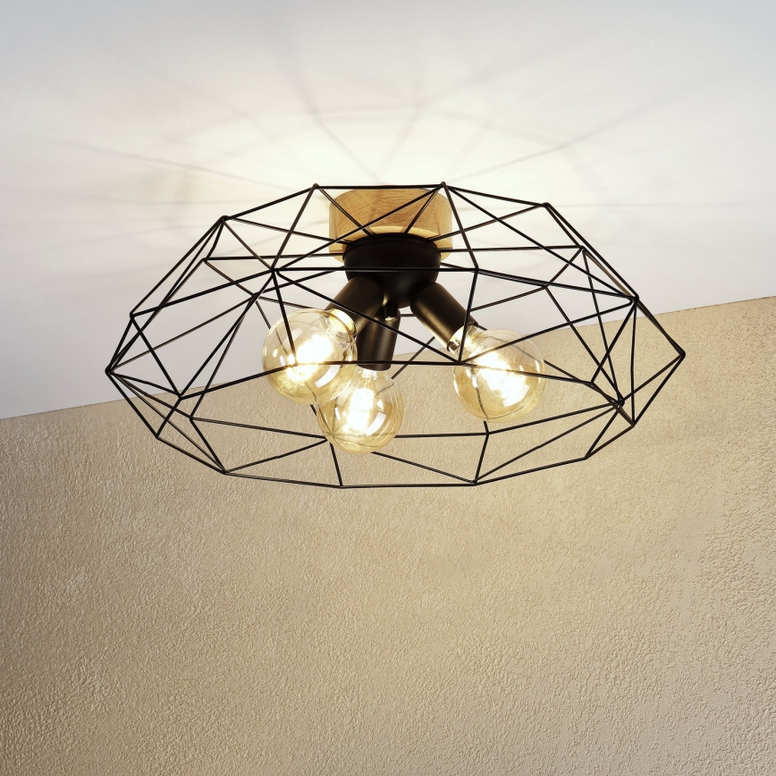 Brilagi - Stropné svietidlo WOODY BASKET 3xE27/60W/230V, priemer 60 cm, dub