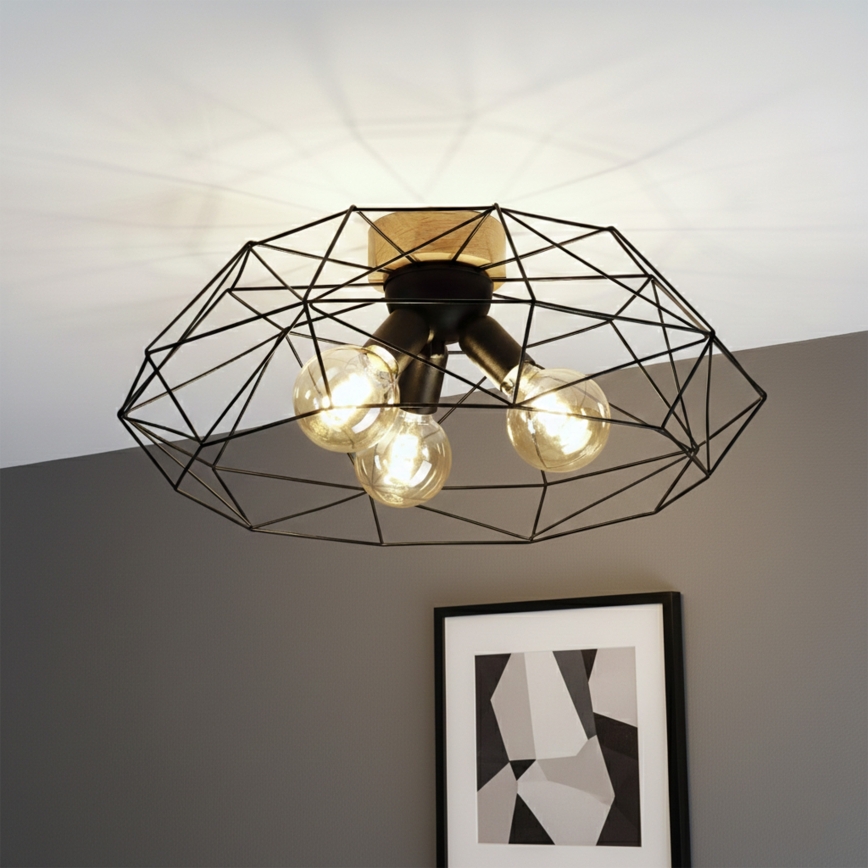 Brilagi - Stropné svietidlo WOODY BASKET 3xE27/60W/230V, priemer 60 cm, dub