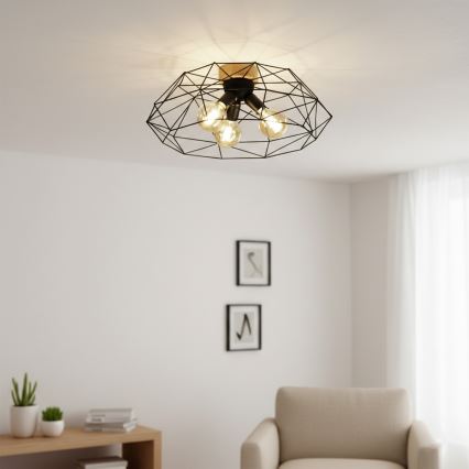 Brilagi - Stropné svietidlo WOODY BASKET 3xE27/60W/230V, priemer 60 cm, dub