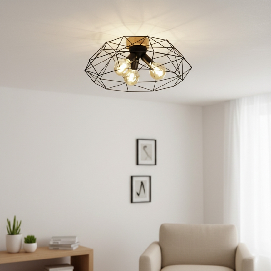 Brilagi - Stropné svietidlo WOODY BASKET 3xE27/60W/230V, priemer 60 cm, dub