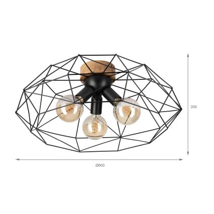Brilagi - Stropné svietidlo WOODY BASKET 3xE27/60W/230V, priemer 60 cm, dub