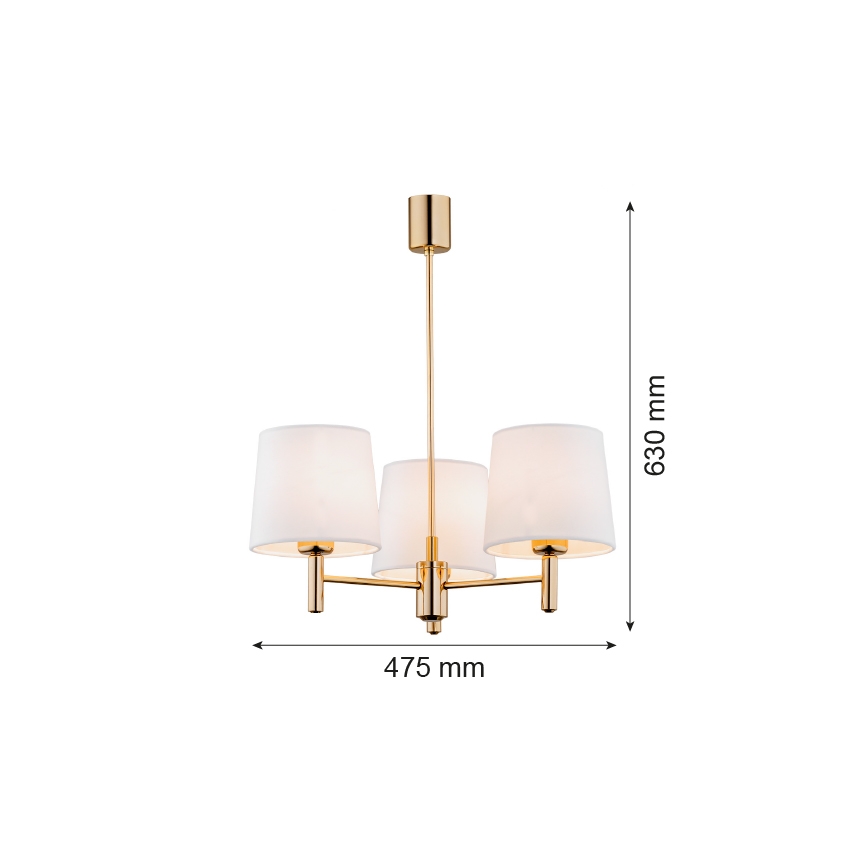 Brilagi - Stropný luster na tyči MONTE 3xE27/15W/230V krémová/zlatá