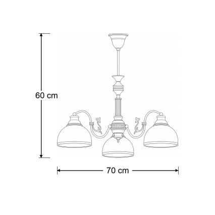 BRILAGI - Stropný luster na tyči TAURUS 3xE27/15W/230V priemer 70 cm bronz