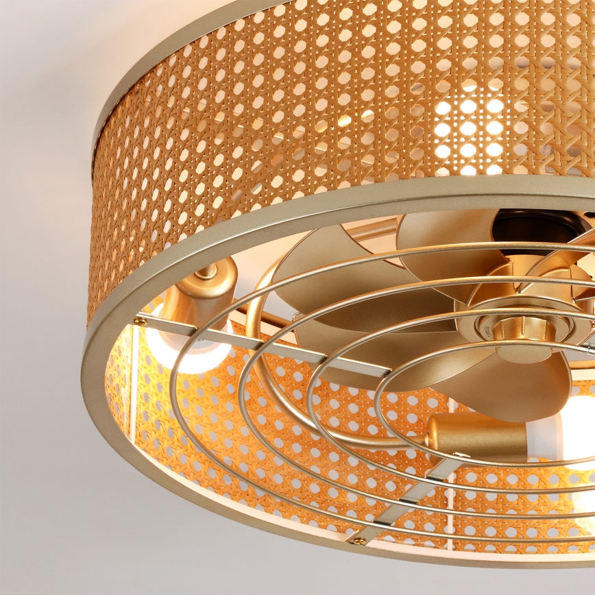 Brilagi - Stropný ventilátor 4xE27/40W/230V pr. 50 cm bambus + diaľkové ovládanie
