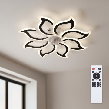 Brilagi - Stropný ventilátor s stmievateľnou LED, 44 W, 230 V, priemer 90 cm, čierny + diaľkové ovládanie