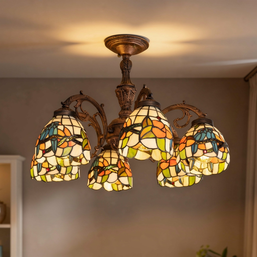 Brilagi - Tiffany vitračný prisadený luster JUNGLE 6xE27/60W/230V priemer 60 cm