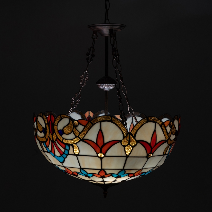 Brilagi - Tiffany vitrážny luster na reťazi MIRABELLA 3xE27/60W/230V priemer 50 cm