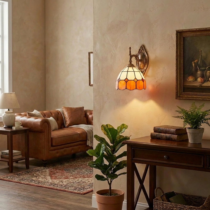 Brilagi - Tiffany vitrážová nástenná lampa SIENNA 1xE14/40W/230V