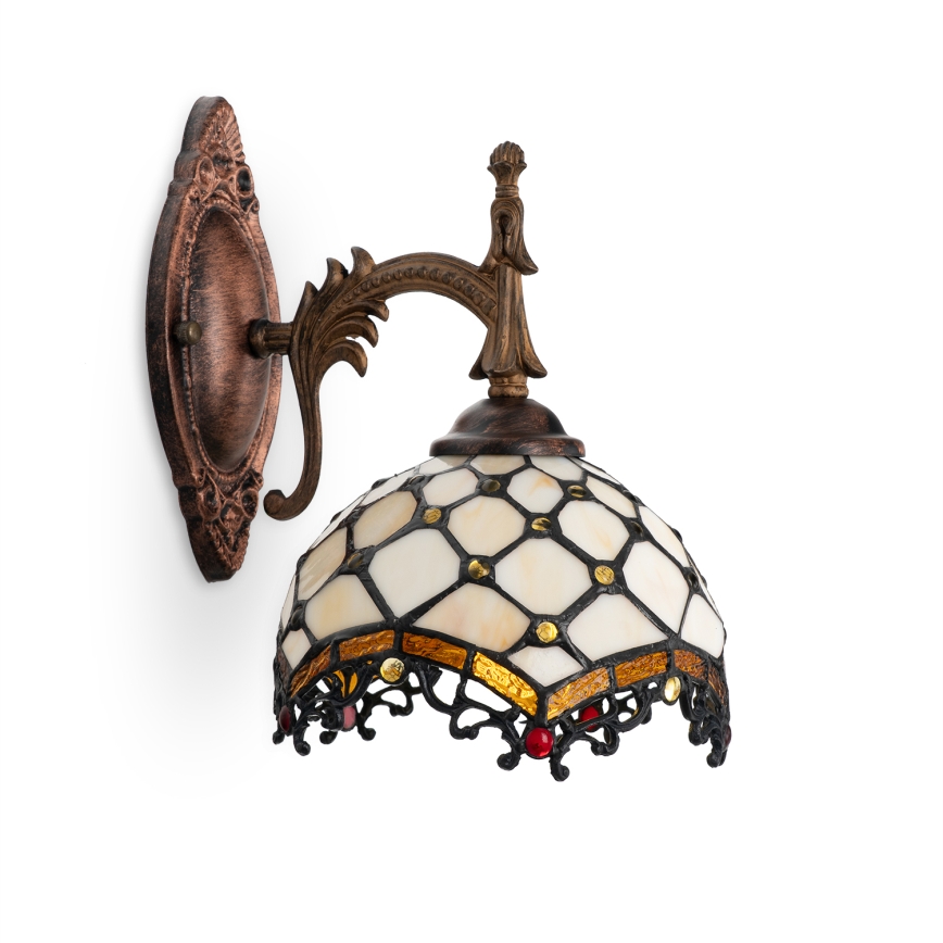 Brilagi - Tiffany vitrážová nástenná lampa Slonovinová 1xE14/40W/230V