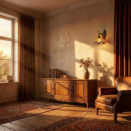 Brilagi - Tiffany vitrážová nástenná lampa Slonovinová 1xE14/40W/230V