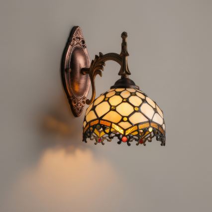 Brilagi - Tiffany vitrážová nástenná lampa Slonovinová 1xE14/40W/230V