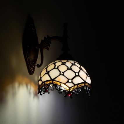 Brilagi - Tiffany vitrážová nástenná lampa Slonovinová 1xE14/40W/230V