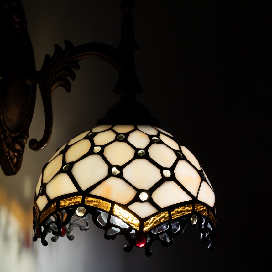 Brilagi - Tiffany vitrážová nástenná lampa Slonovinová 1xE14/40W/230V