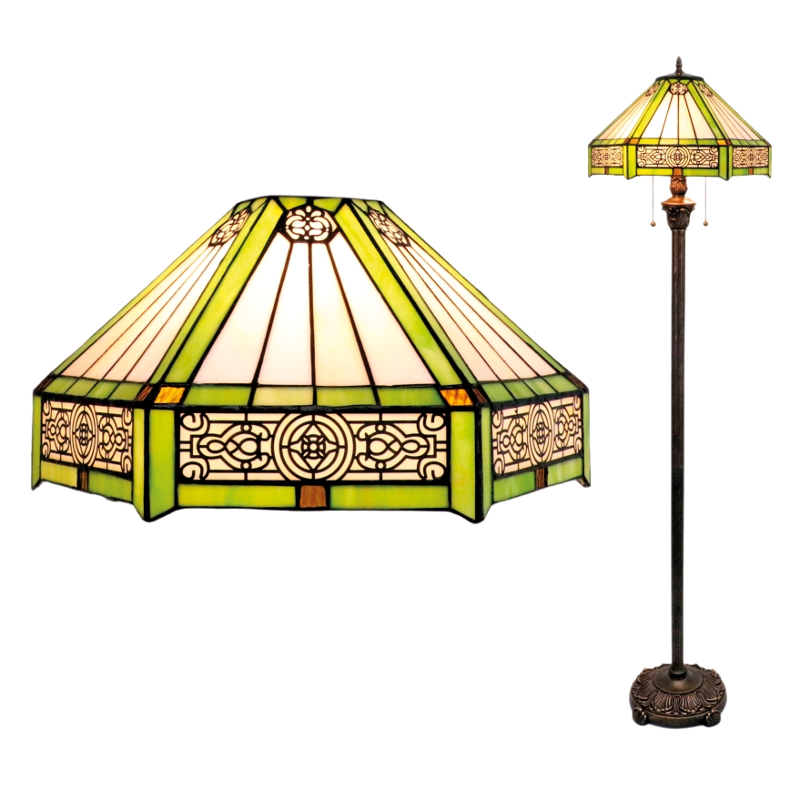 BRILAGI - Tiffany vitrážová stojacia lampa EMERALD 2xE27/60W/230V