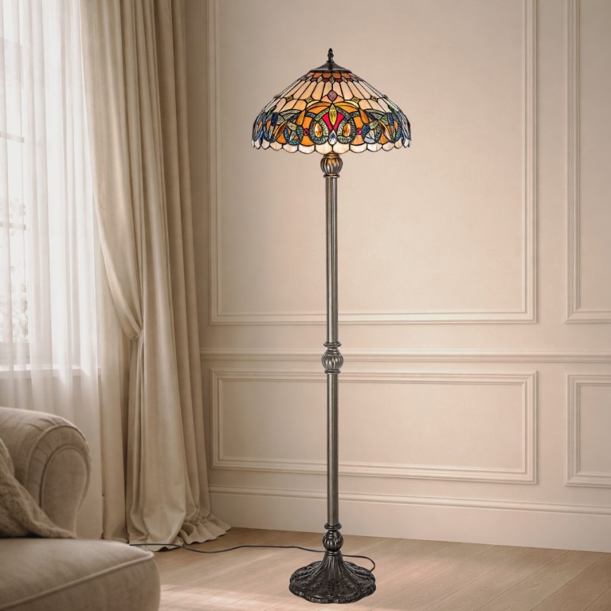 Brilagi - Tiffany vitrážová stojacia lampa LUISA 2xE27/60W/230V