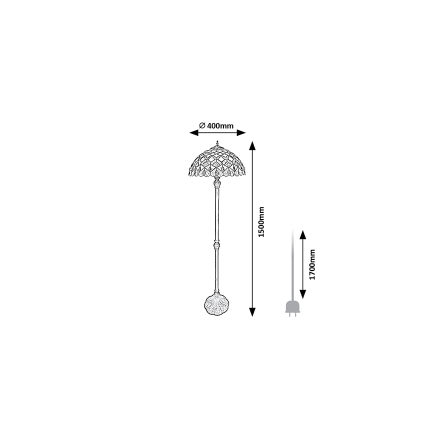 Brilagi - Tiffany vitrážová stojacia lampa MARGARET 2xE27/60W/230V