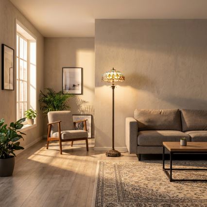 Brilagi - Tiffany vitrážová stojacia lampa MIRABELLA 2xE27/60W/230V