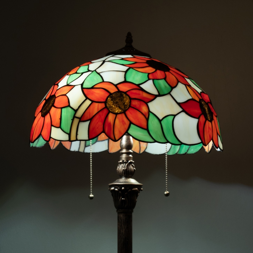 Brilagi - Tiffany vitražová stojacia lampa SUNFLOWER 2xE27/60W/230V