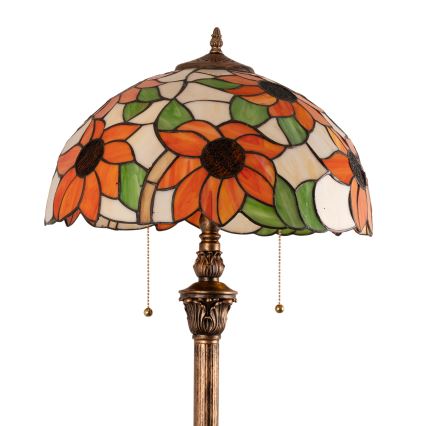 Brilagi - Tiffany vitražová stojacia lampa SUNFLOWER 2xE27/60W/230V