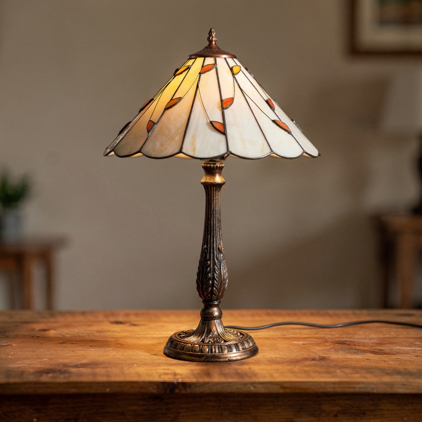 Brilagi - Tiffany vitrážová stolná lampa FOLIA 2xE27/60W/230V