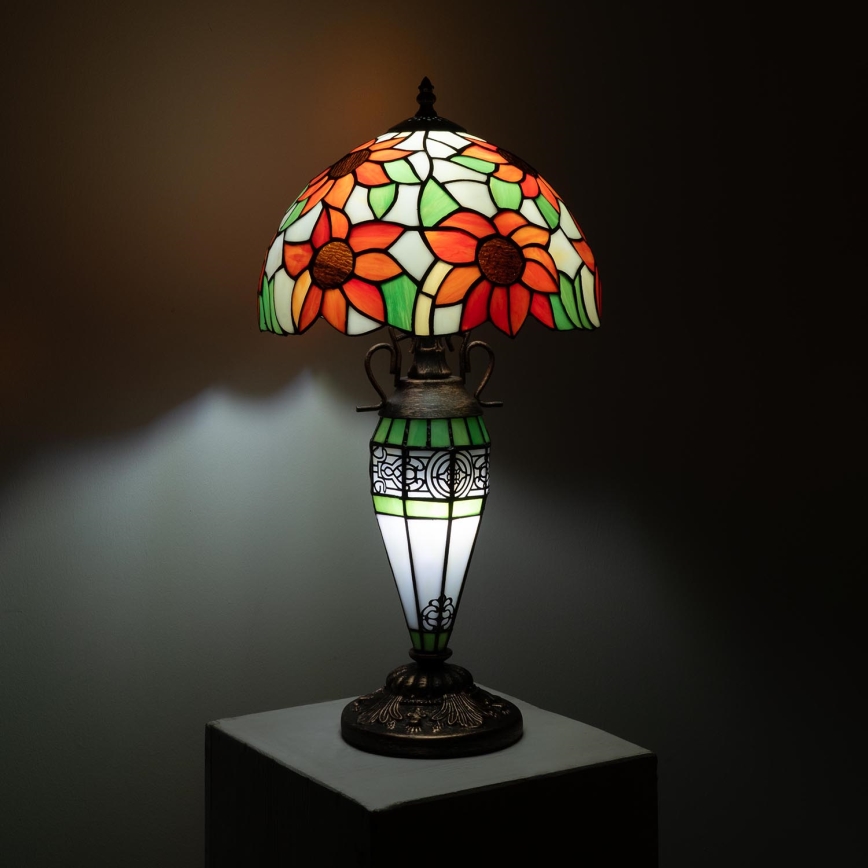 Brilagi - Tiffany vitrážová stolná lampa SUNFLOWER 1xE27/60W/230V + 1xE14/40W
