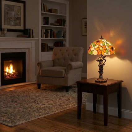 Brilagi - Tiffany vitrážová stolná lampa SUNFLOWER 1xE27/60W/230V