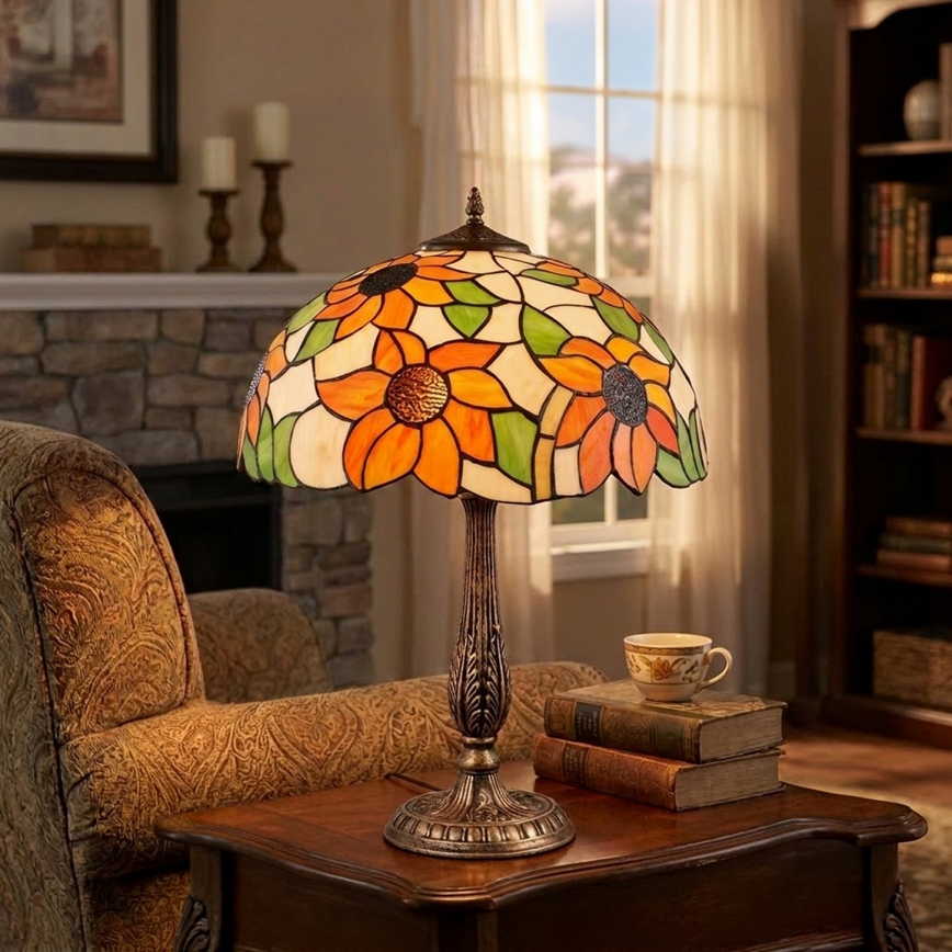 Brilagi - Tiffany vitrážová stolná lampa SUNFLOWER 2xE27/60W/230V