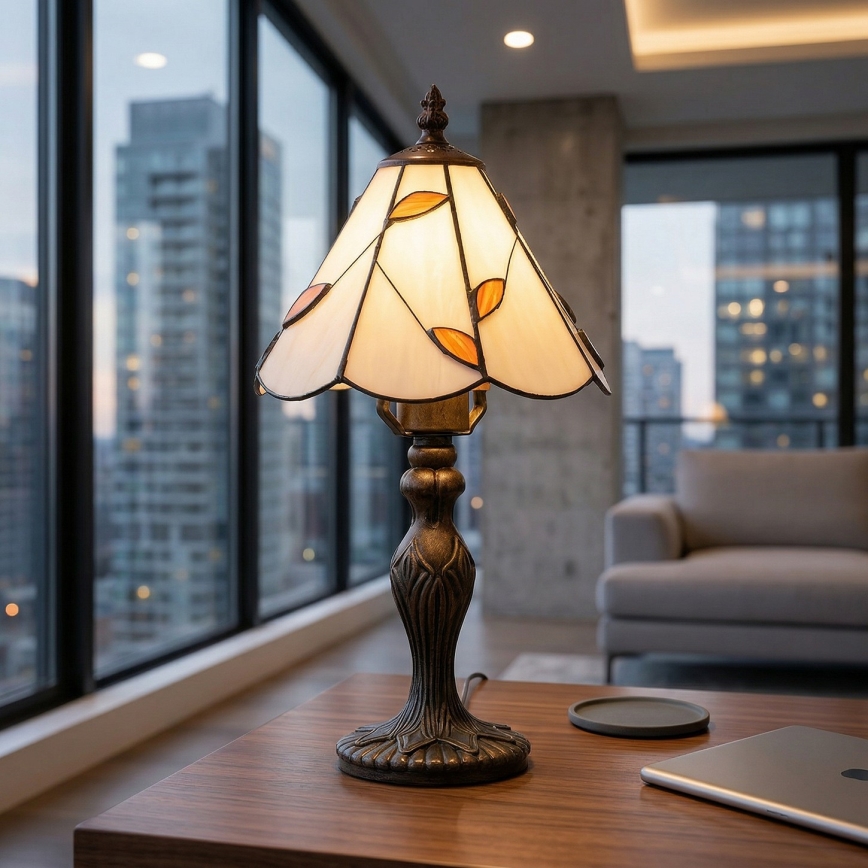 Brilagi - Tiffany vitrážová stolová lampa FOLIA 1xE27/60W/230V