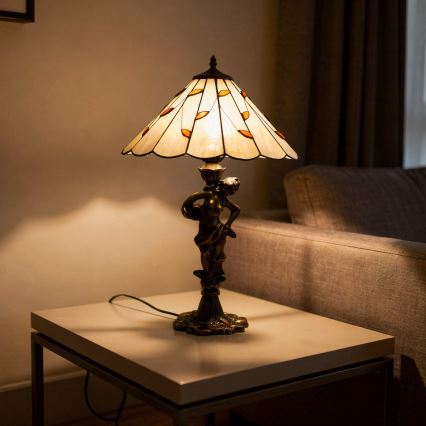 Brilagi - Tiffany vitrážová stolová lampa FOLIA 1xE27/60W/230V