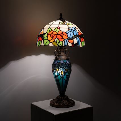 Brilagi - Tiffany vitrážová stolová lampa JUNGLE 1xE27/60W/230V + 1xE14/40W