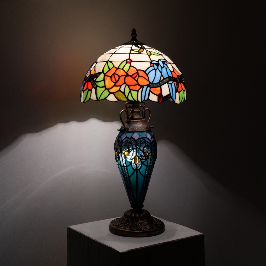 Brilagi - Tiffany vitrážová stolová lampa JUNGLE 1xE27/60W/230V + 1xE14/40W