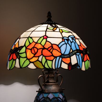 Brilagi - Tiffany vitrážová stolová lampa JUNGLE 1xE27/60W/230V + 1xE14/40W