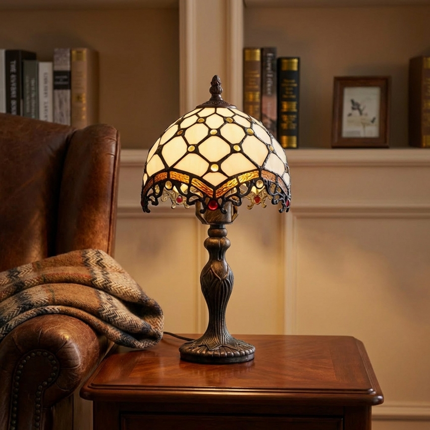 Brilagi - Tiffany vitrážová stolová lampa SLONOVINOVÁ 1xE27/60W/230V