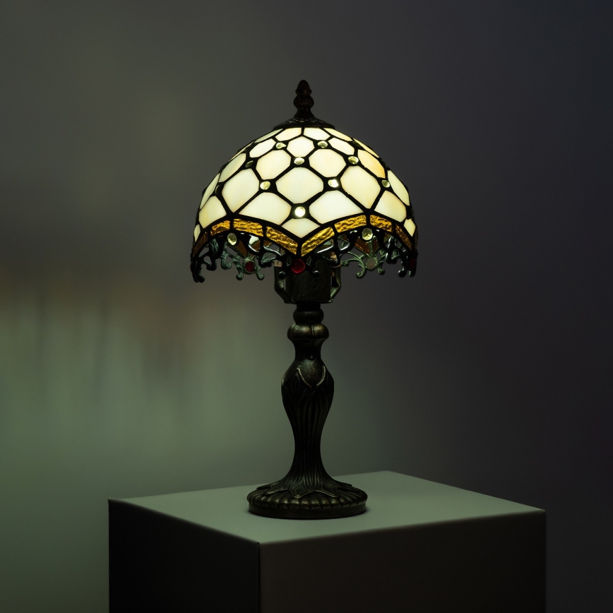 Brilagi - Tiffany vitrážová stolová lampa SLONOVINOVÁ 1xE27/60W/230V