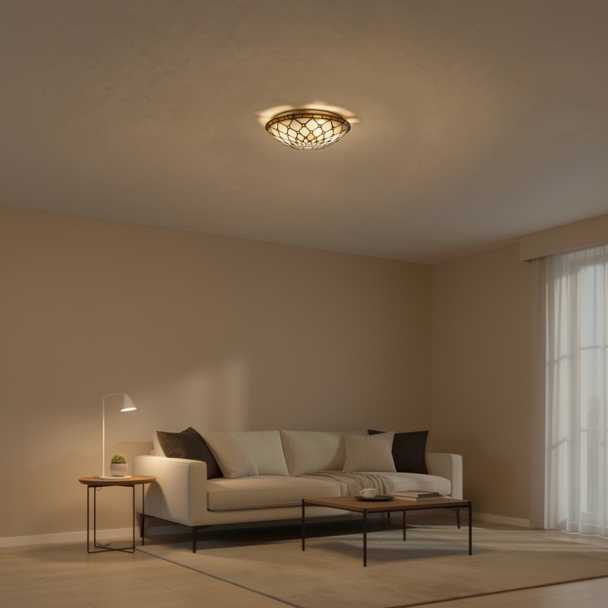 Brilagi - Tiffany vitražové stropné svietidlo IVORY 2xE27/60W/230V, priemer 40 cm