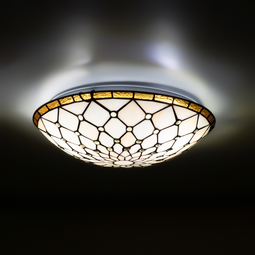 Brilagi - Tiffany vitražové stropné svietidlo IVORY 2xE27/60W/230V, priemer 40 cm