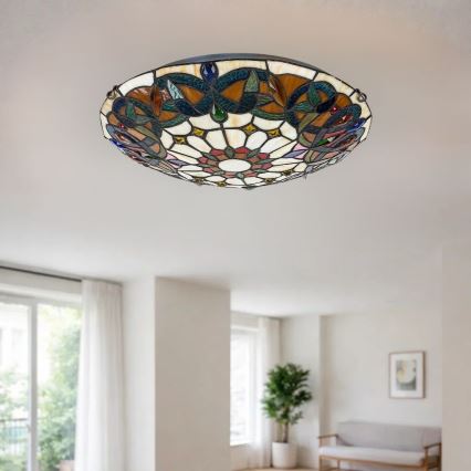 Brilagi - Tiffany vitrážové stropné svietidlo LUISA 2xE27/60W/230V priemer 40 cm