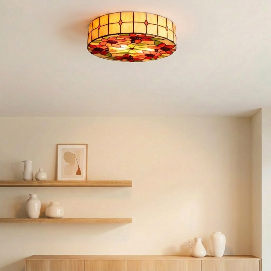 BRILAGI - Tiffany vitrážové stropné svietidlo SUNFLOWER 2xE27/60W/230V pr. 40 cm