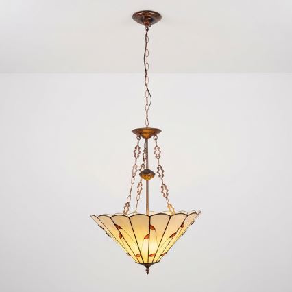 Brilagi - Tiffany vitrážový luster na reťazi FOLIA 3xE27/60W/230V priemer 50 cm