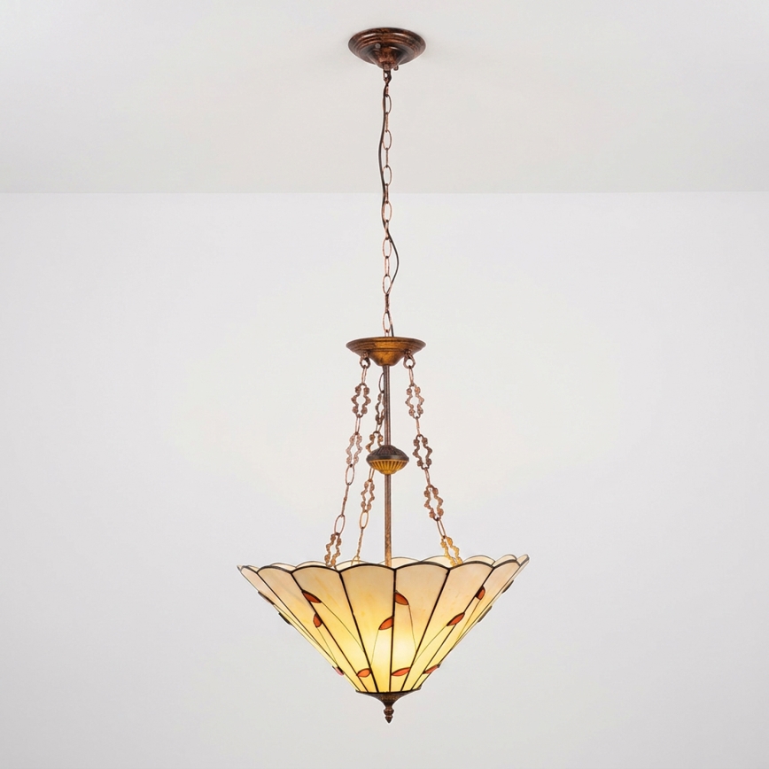 Brilagi - Tiffany vitrážový luster na reťazi FOLIA 3xE27/60W/230V priemer 50 cm