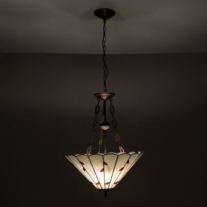 Brilagi - Tiffany vitrážový luster na reťazi FOLIA 3xE27/60W/230V priemer 50 cm