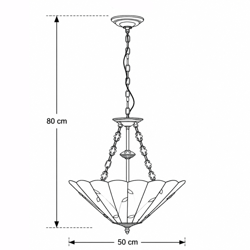 Brilagi - Tiffany vitrážový luster na reťazi FOLIA 3xE27/60W/230V priemer 50 cm